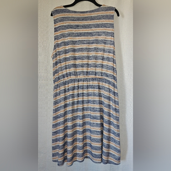 Market & Spruce Stitch Fix blue white & peach striped dress sleeveless - Picture 7 of 7